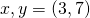 x,y=(3,7)
